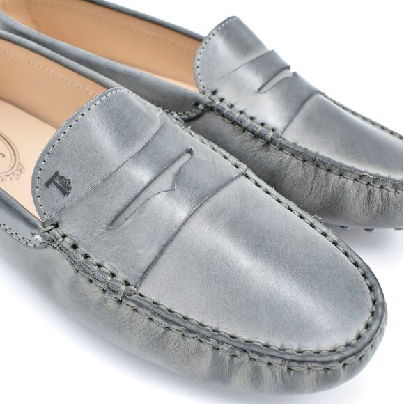 *New in Box!* Tod's Gommino Leather Driving Shoes Loafers in Gray sz 40/10 - Picture 4 of 7